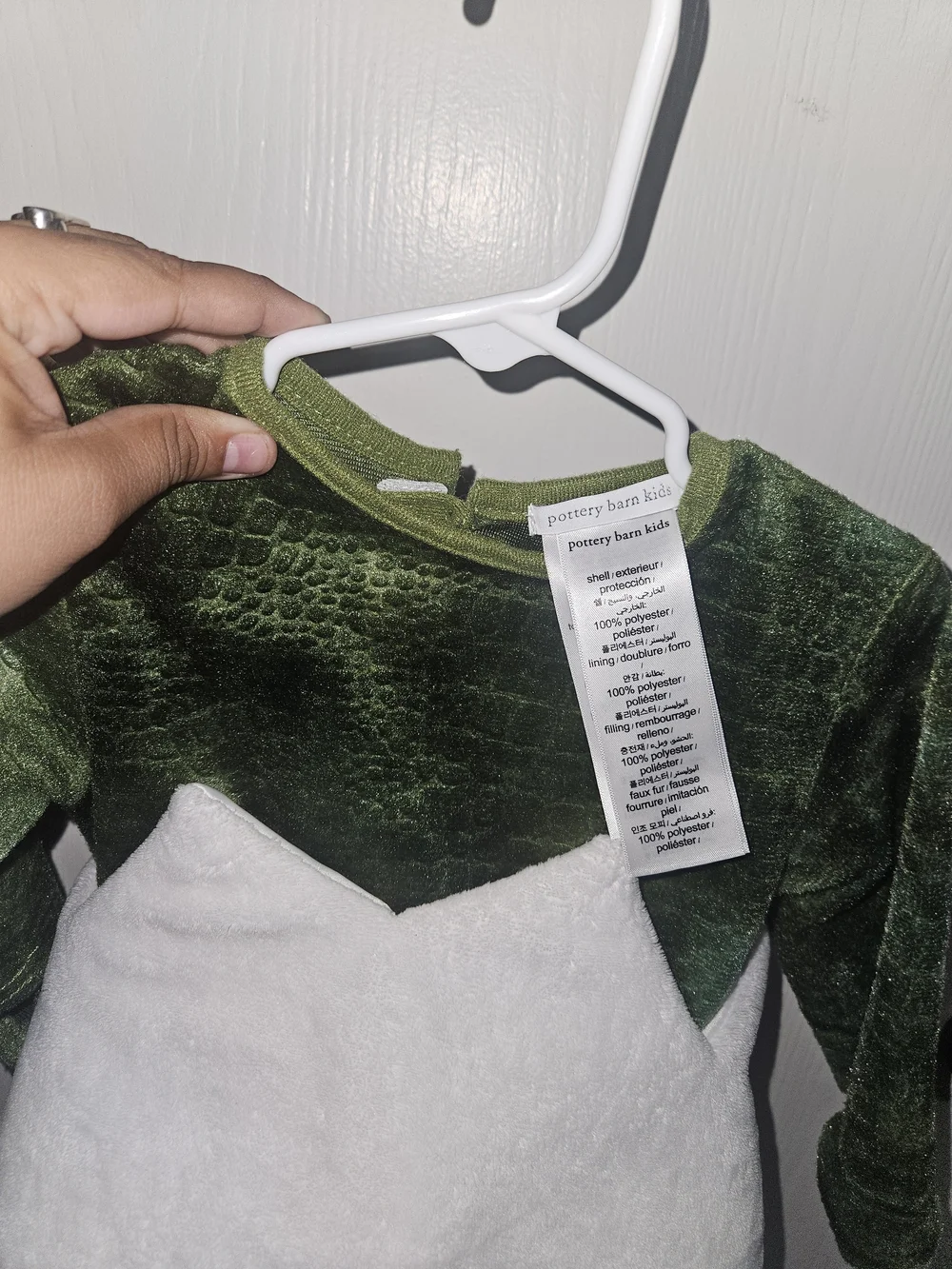 Pottery Barn Kids Green and White Dinosaur Costume - Picture 5 of 5